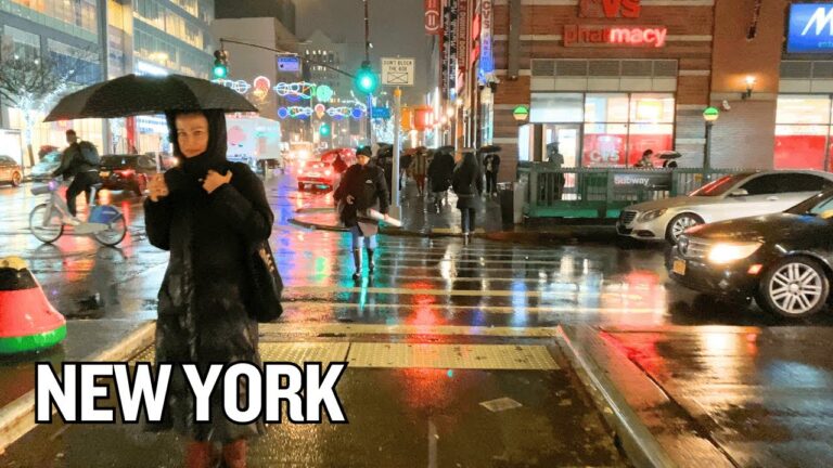 Rainy Night in New York City ☔🗽 – Walking through Harlem! Explore Manhattan at NIGHT!